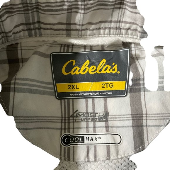 Cabelas Cool Max Mens Gray Plaid Short Sleeve Button Down Shirt Size 2XL - Picture 5 of 9